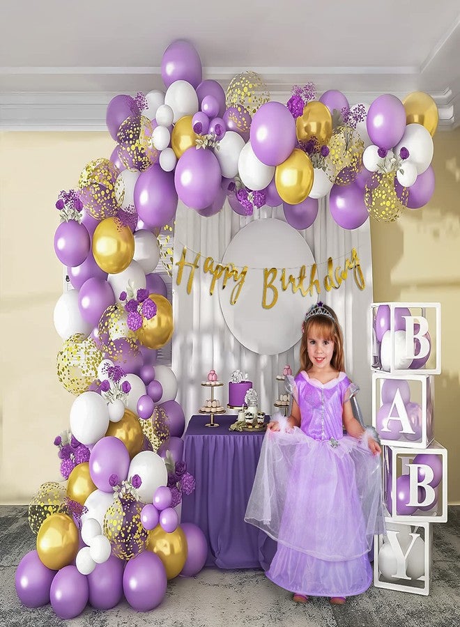 SpecialYou.in زينة حفلات أعياد الميلاد من Specialyou.In، تتضمن بالونات بألوان الباستيل البنفسجي والأبيض والمعدني والقصاصات الورقية، للبنات والأولاد والأطفال - 67 قطعة - Image 4